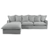 Canapé d'angle gauche convertible 6 places en lin lavé gris clair